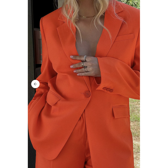 ROMEE STRIJDd x NA-KD One-Button Oversized Blazer in Orange - Picture 3 of 14
